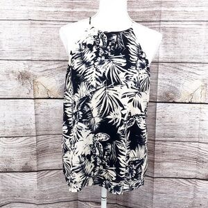 Paper Crane High Neck Blue and White Floral Tank Top Size M